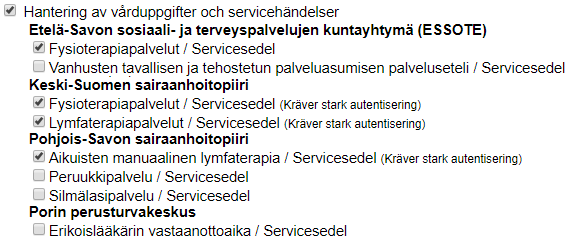 Hantering av vårduppgifter och servicehändelser